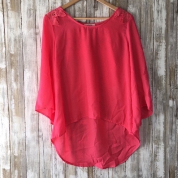Umgee Tops - Umgee Neon Pink High Low Blouse